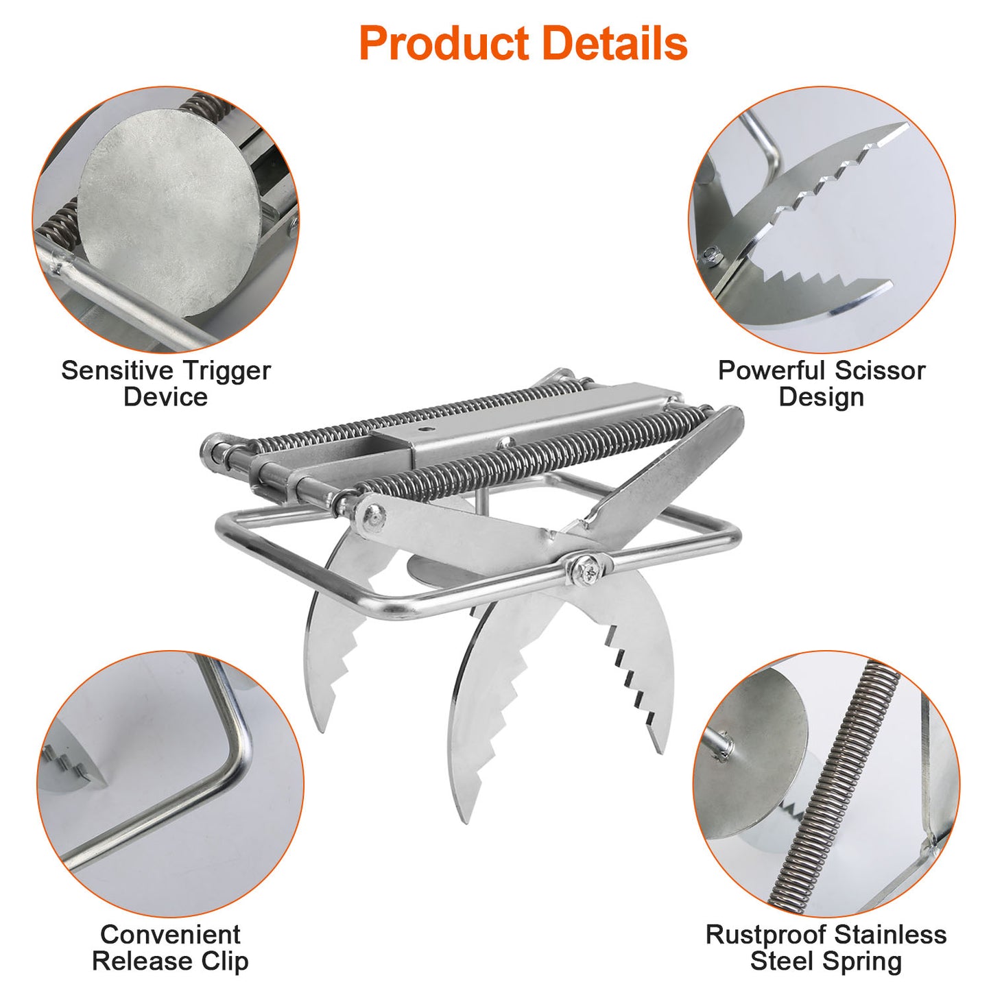 2PCS Reusable Mole Scissor Traps - Metal Rodent Control for Lawn