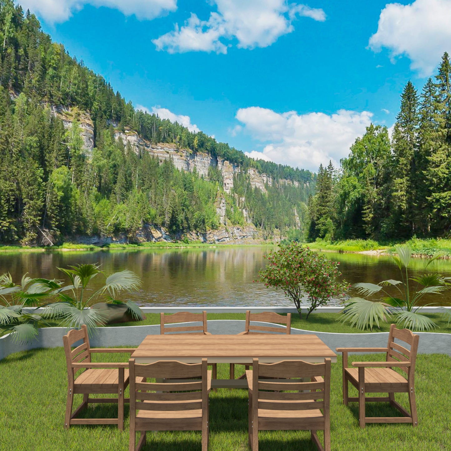 Patio Dining Chairs Set of 2 - Light Teak, Weather Resistant