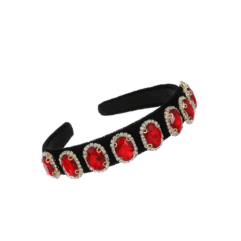 Women’s Fabric Diamond Round Headband with Chain Clip - Stylish Hair Accessory