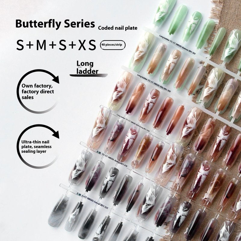 Chinese Style Butterfly Nail Art Stickers with Crystal Seal Layer