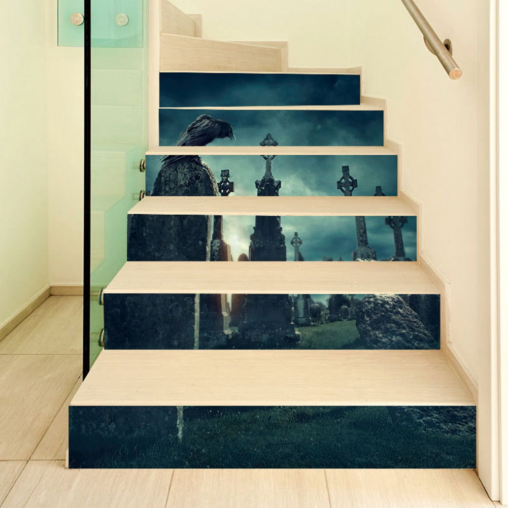 Halloween 3D Waterproof Stair Wall Stickers - 6pcs Set