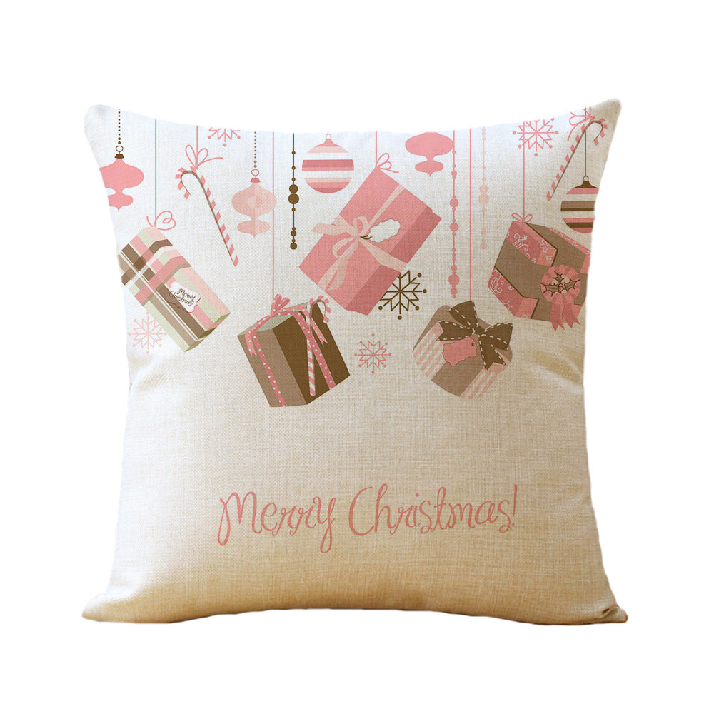 Christmas Printed Linen Pillowcase - Super Soft & Skin-Friendly Cushion Cover