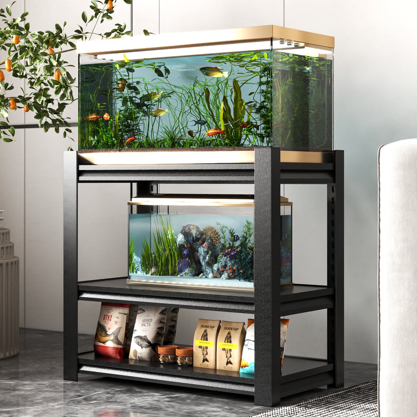20-30 Gallon Fish Tank Stand - Metal Aquarium Stand, 34 W X 18 D 31 H