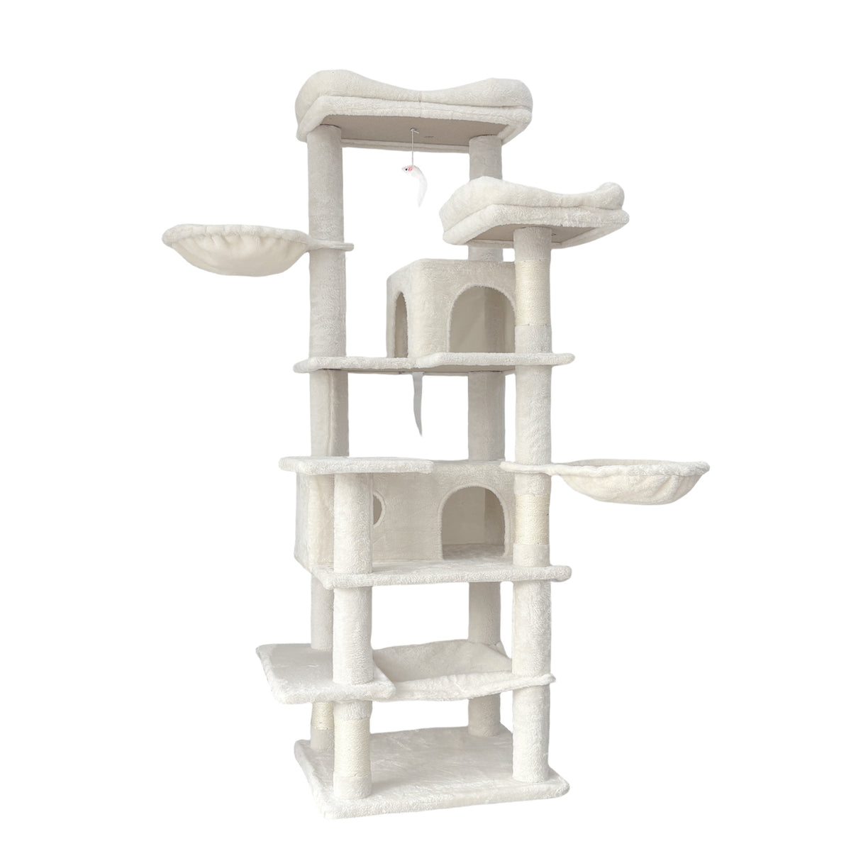 68in Multi-Level Cat Tree with Hammocks and Scratching Posts - Beige