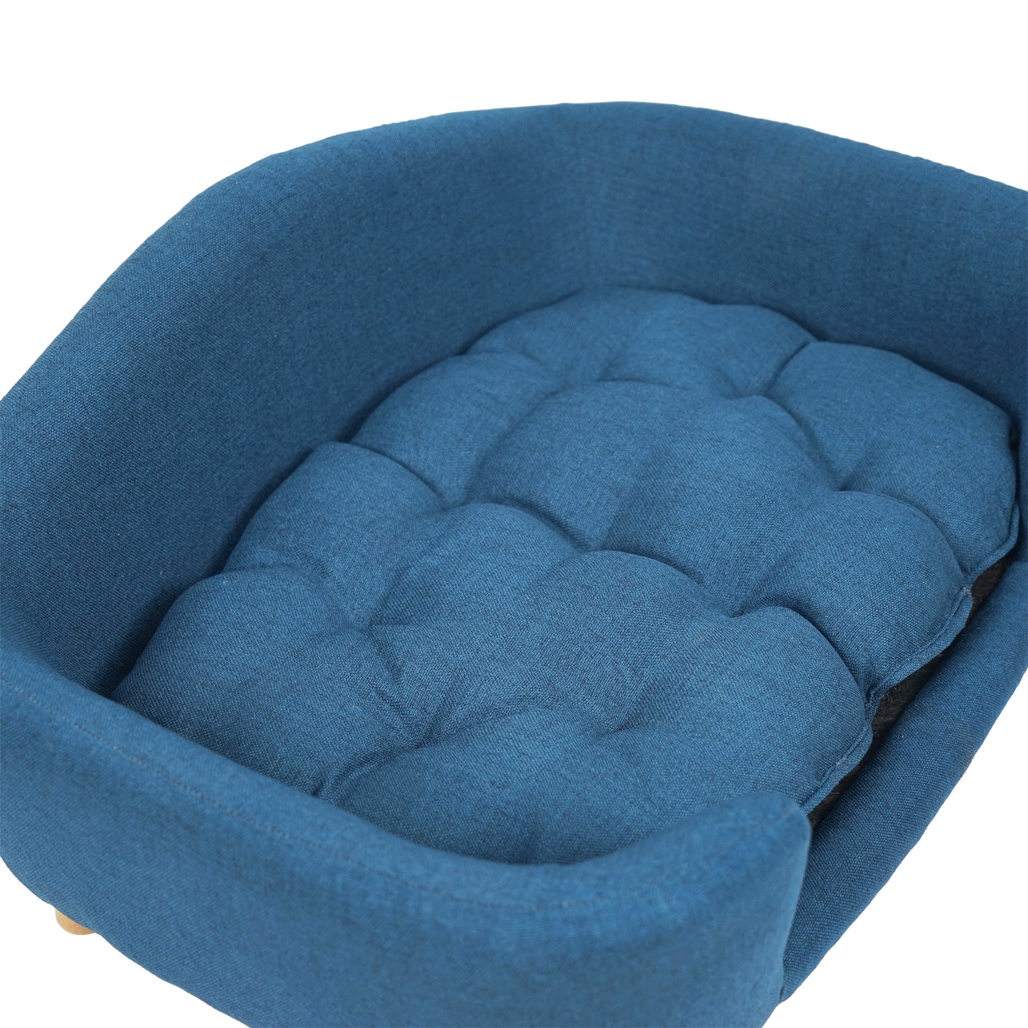 Small Dog Elevated Bed Frame with Fabric Cushion & Rubber Wood Legs