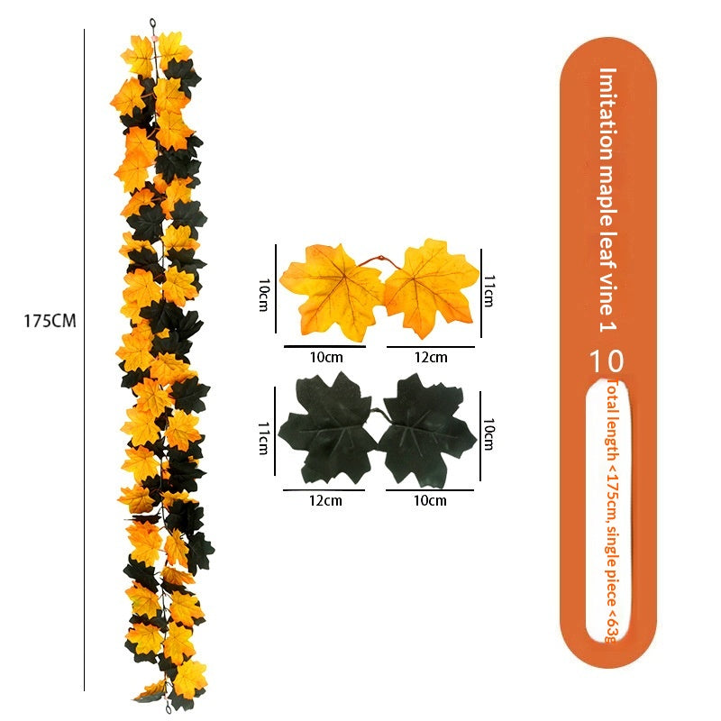 Artificial Maple Leaf Vine Wall Hanging Decoration for Halloween & Fall