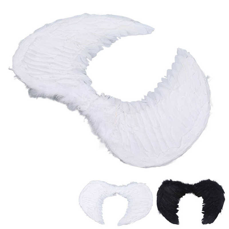 Feather Angel Wings for Christmas Stage Performances - Black & White