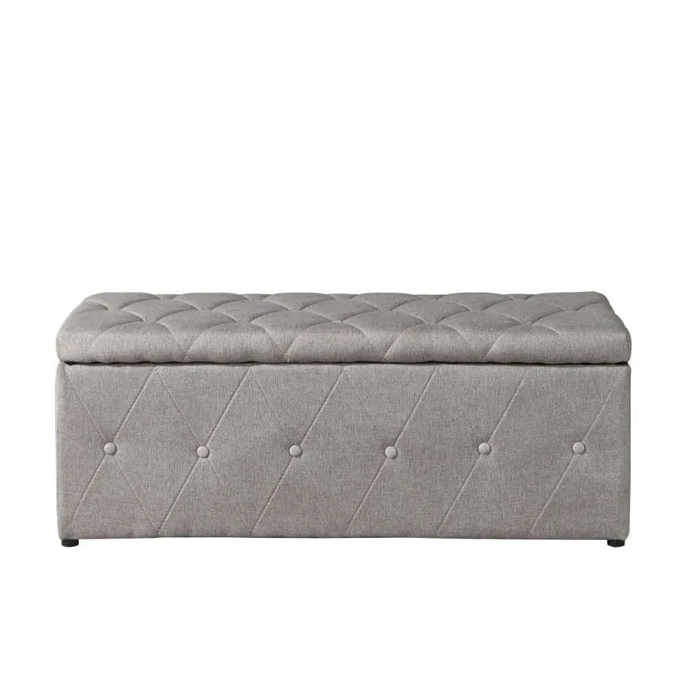 Rectangular Storage Ottoman with 2 Set Ottomans - Beige