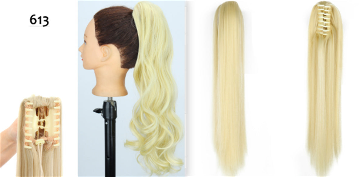 Long Straight Synthetic Wig with Ponytail Claw Clip - Chemical Fiber Hair Extension