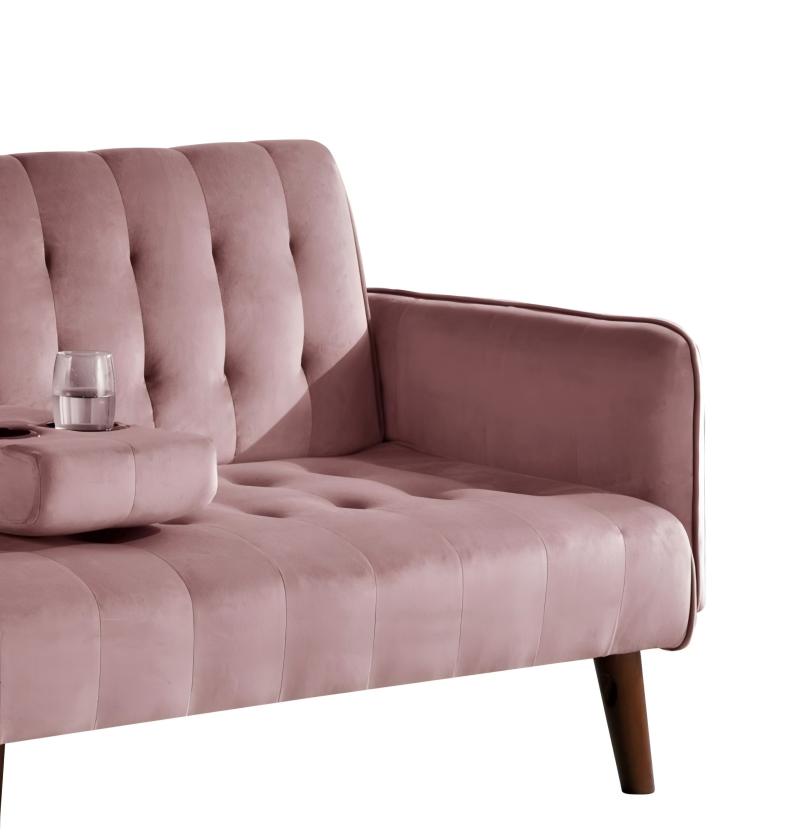 72 Sleeper Sofa Bed - Convertible Folding Backrest To Full With Cup