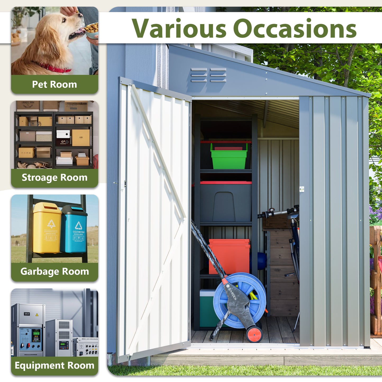 4x7 Foot Lean-To Shed - Heavy-Duty Steel Outdoor Storage
