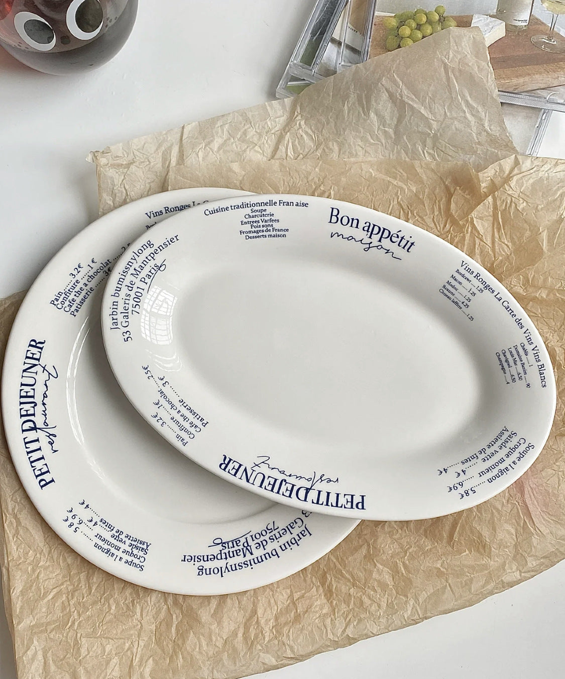 Ceramic Dessert Plate Set - Oval, 8 & 9 Inch, Dish for Breakfast & Dessert