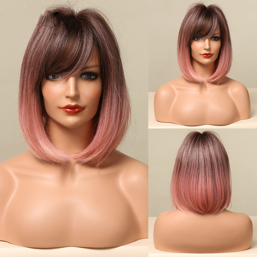 Short Straight Hair Wig with High-Temperature Silk Material - Multiple Styles