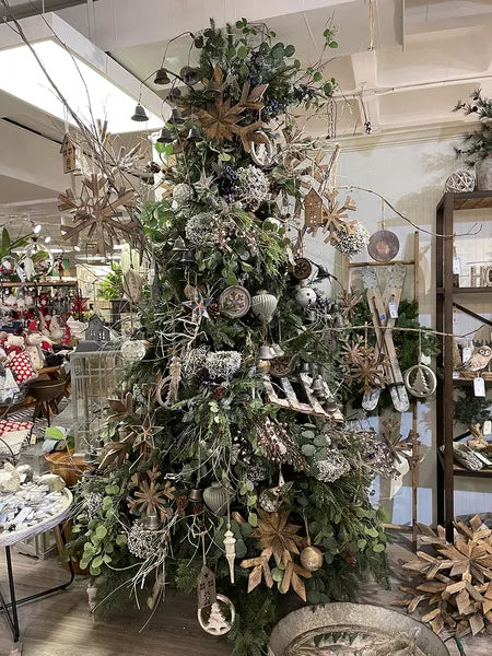 Large Fir Wood Snowflake Ornaments - Set of 2 for Holiday Decor