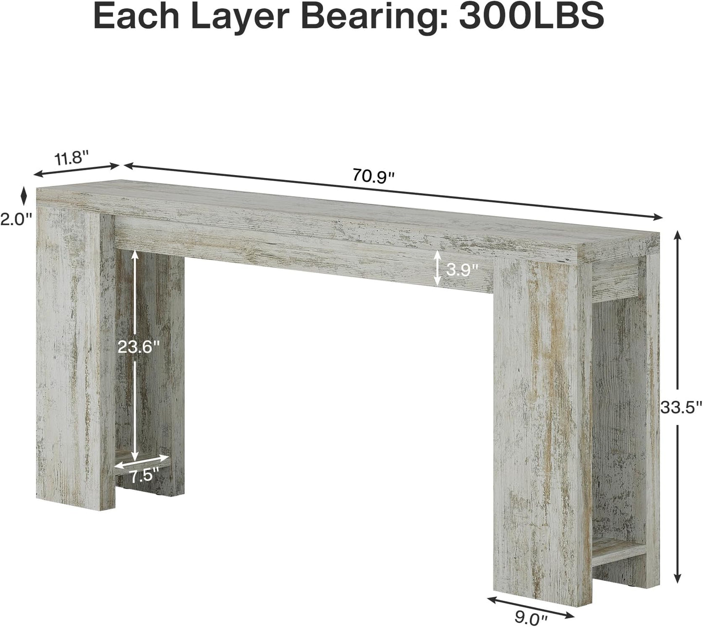 Wooden Console Table - Farmhouse Entryway Sofa Table, White