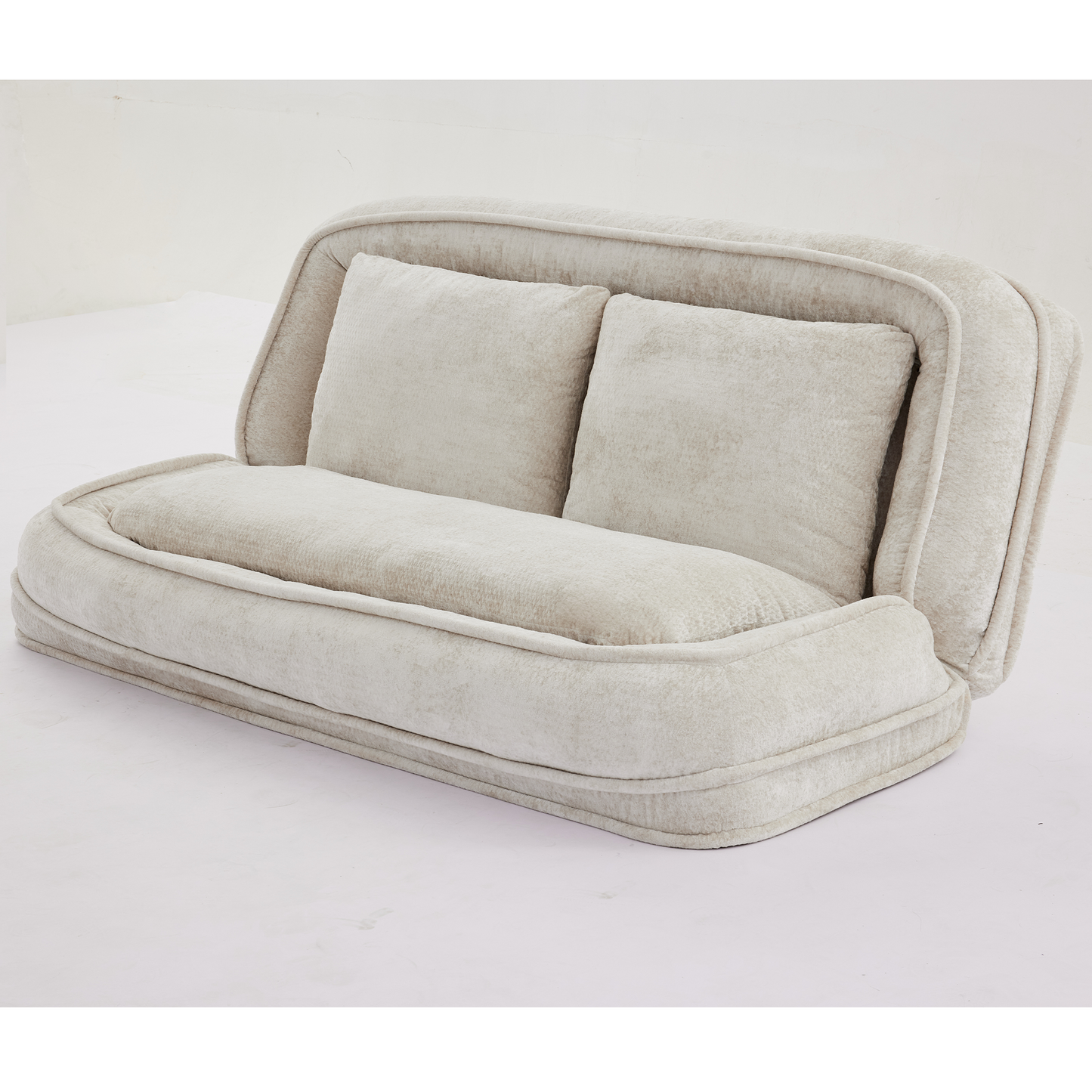 Extra Large Chenille Lazy Sofa Loveseat - Beige 2-in-1 Dog Bed
