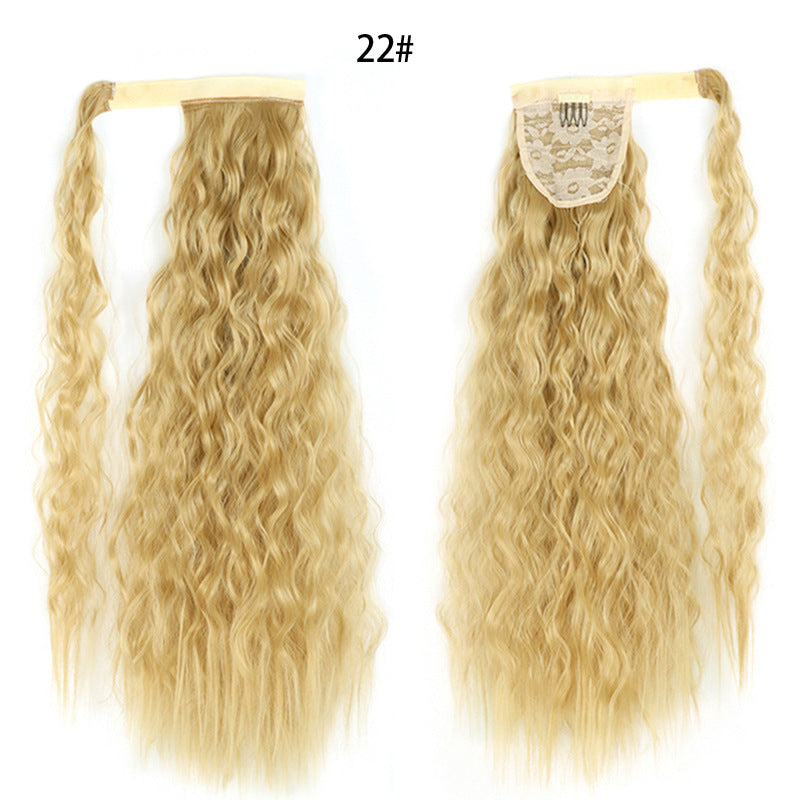 Water Wave Ponytail Wig with Velcro Band High Temperature Synthetic Hair