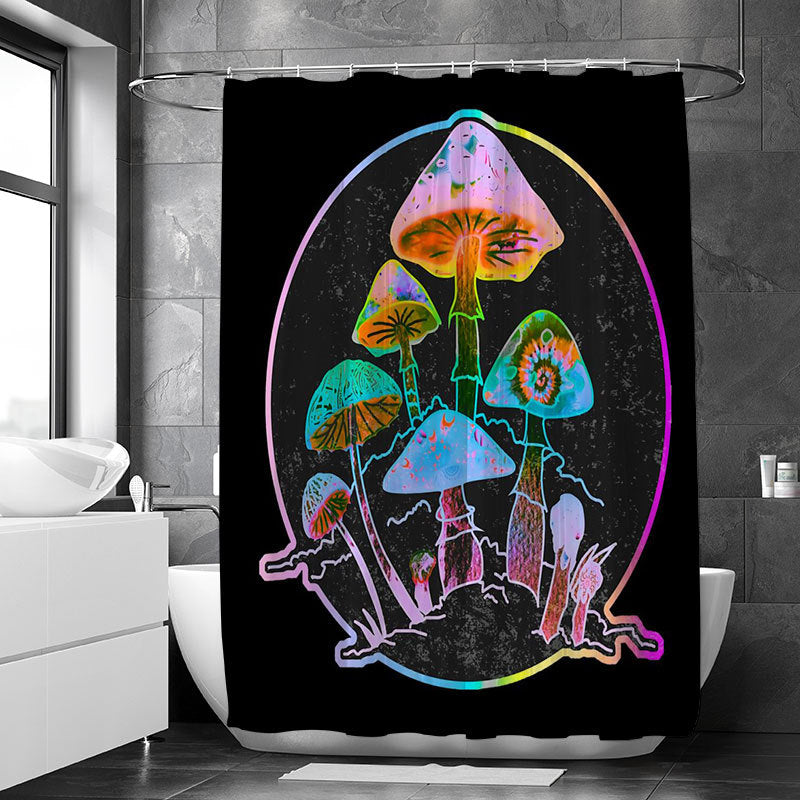 Magic Mushroom Moon Phase Waterproof Shower Curtain - Mildew Proof Bathroom Decor