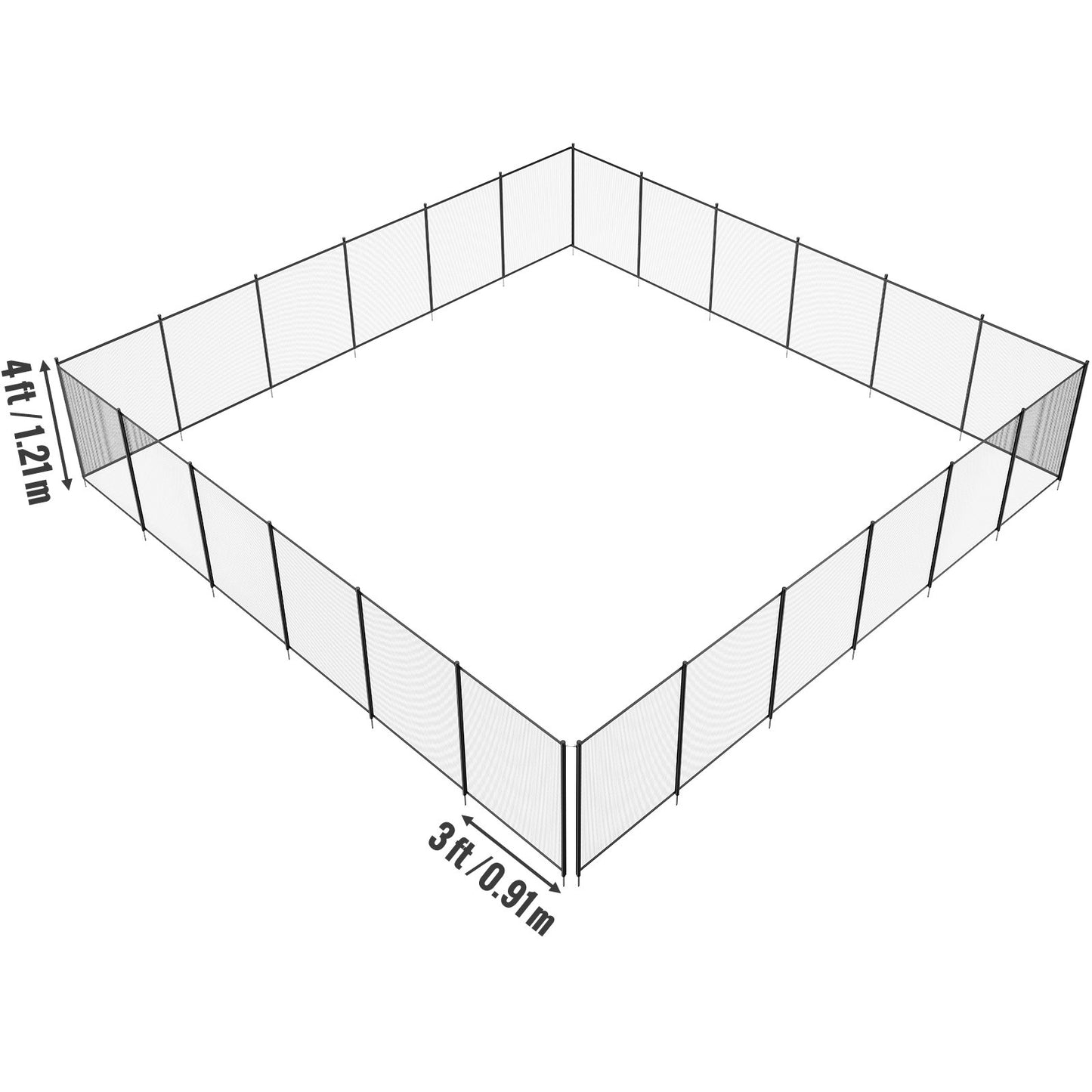 Removable Pool Fence 4x72 ft with PVC Mesh Child & Pet Safety Barrier - Black