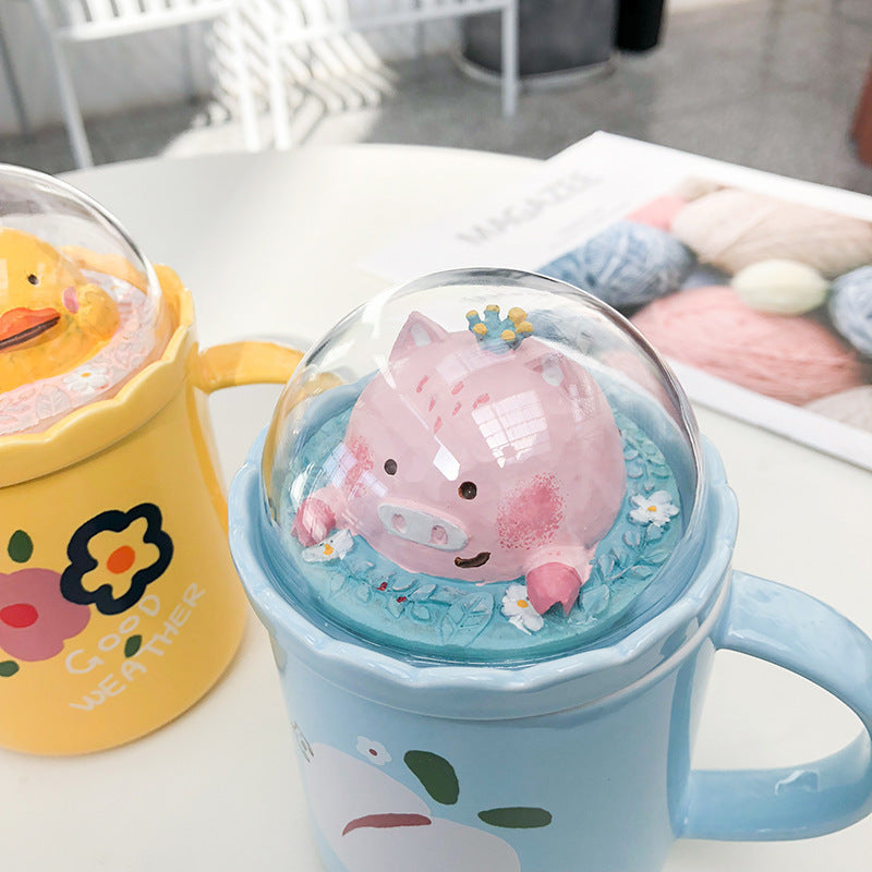 Pastoral Animal Micro Landscape Ceramic Drinkware Cup - Multiple Colors & 400ML