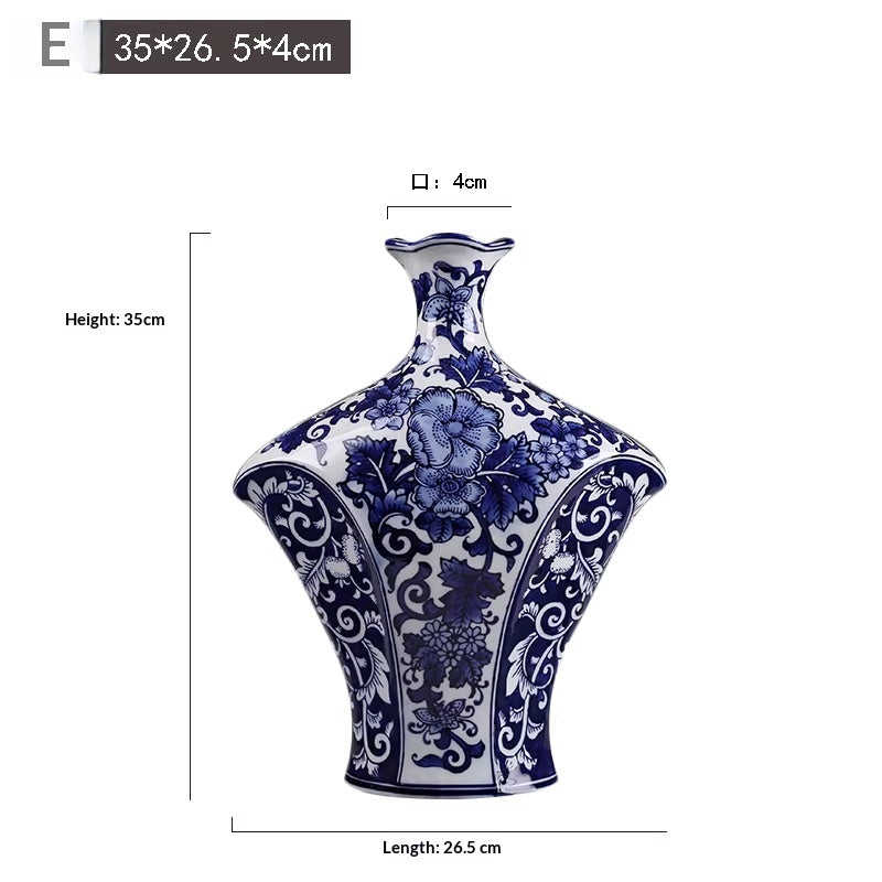 Antique-Style Blue and White Ceramic Vase for Home Decor - Multiple Styles