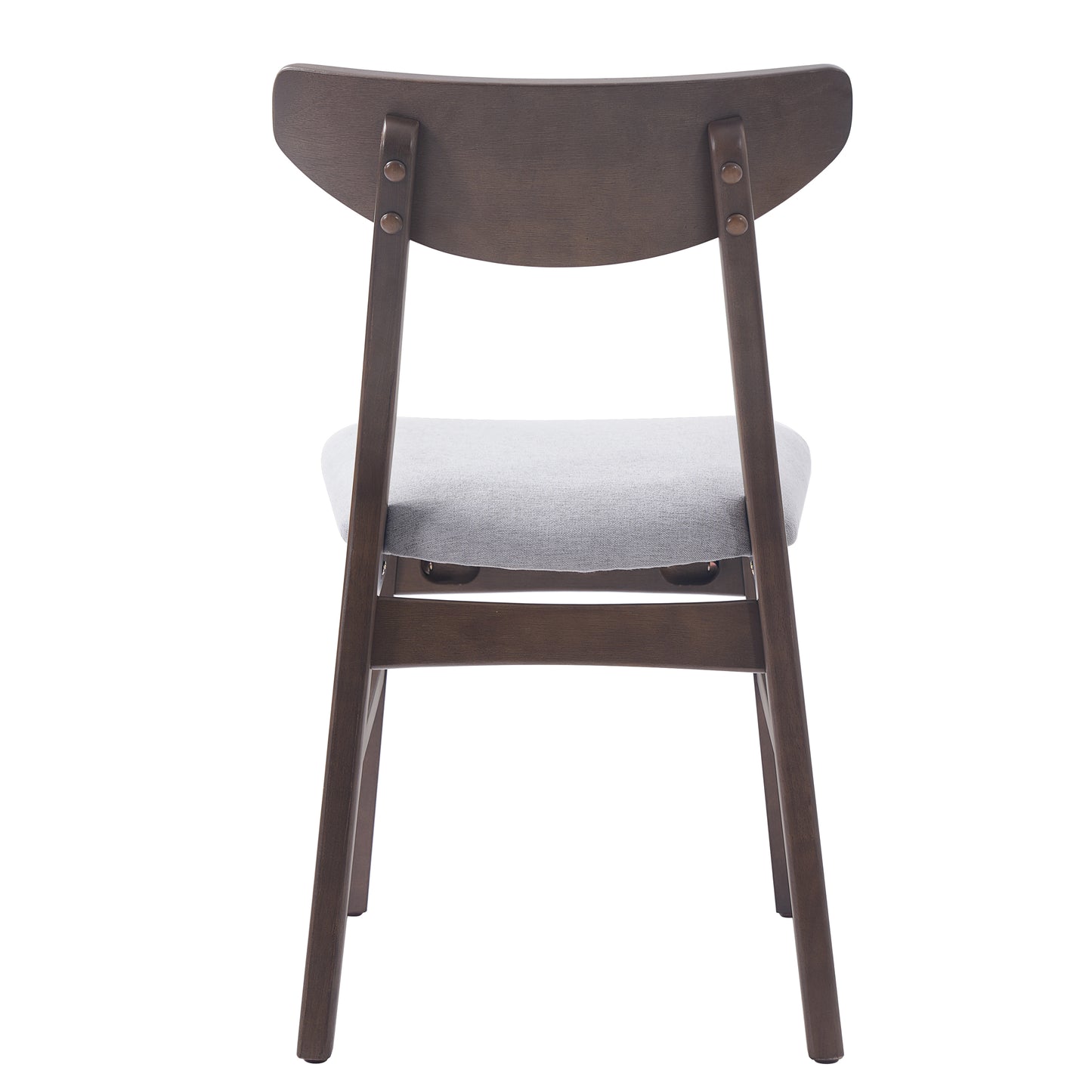 Set of 2 Modern Scandinavian Dining Chairs - Gray Fabric & Brown Wood