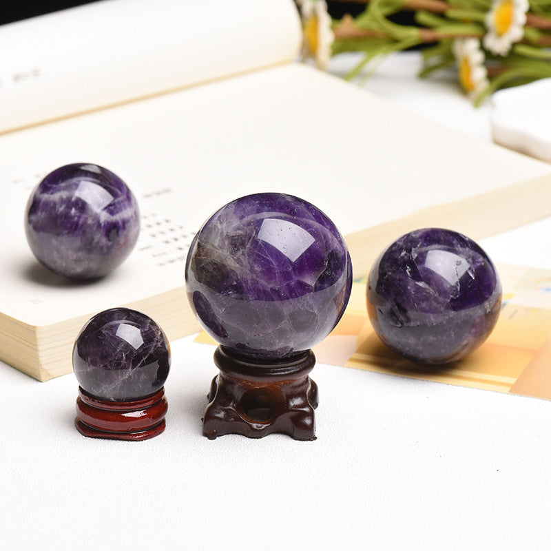 Polished Amethyst Gemstone Crystal Ball - Purple Natural Quartz Decoration