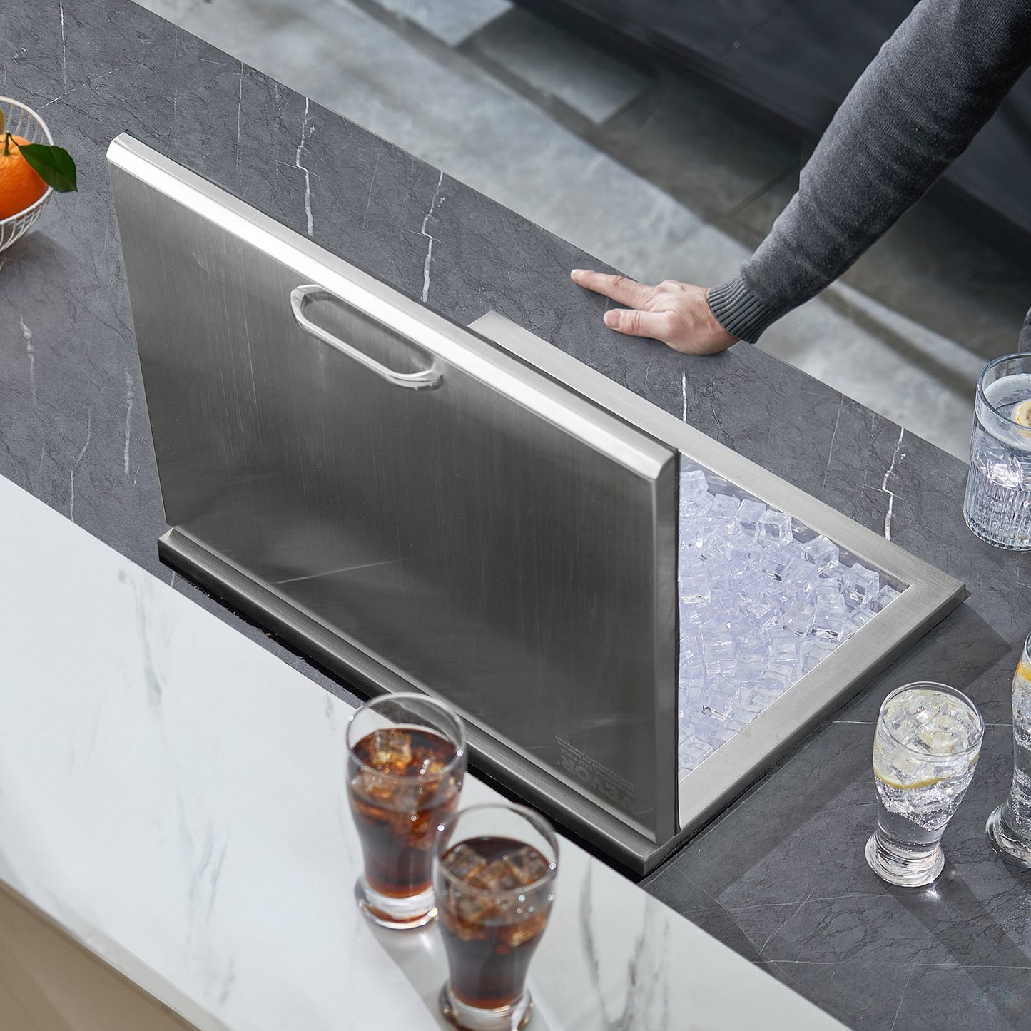 40 Qt Drop-In Stainless Steel Ice Chest - Outdoor Kitchen Cooler