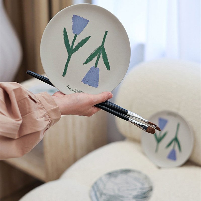 Bamboo Dinner Plate Set for Camping and Picnic - Nordic Style, 7-inch