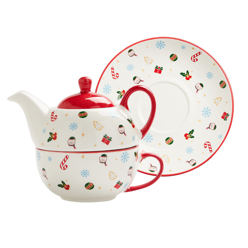 Creative Christmas Gold-Plated Ceramic Dinnerware Set - Plates & Cups for Holiday Decor
