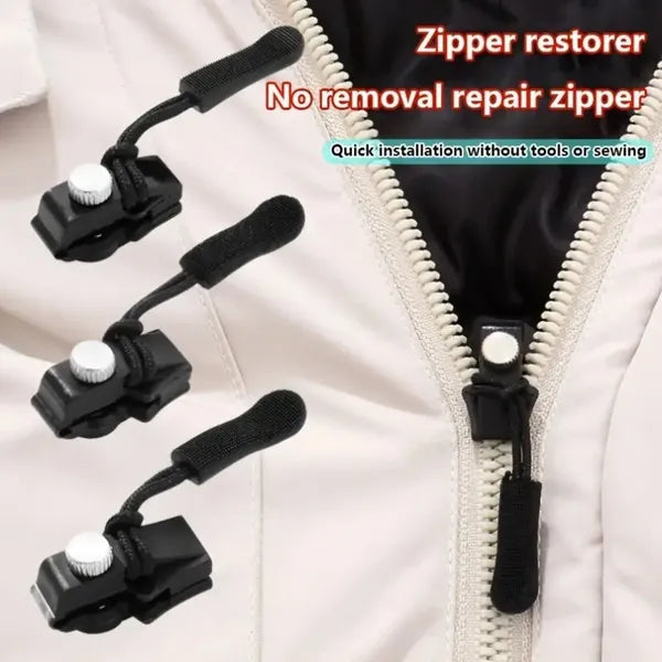 Zipper Repair Kit with Removable Zipper Pulls for Clothing Luggage & Backpacks - Size S/M/L