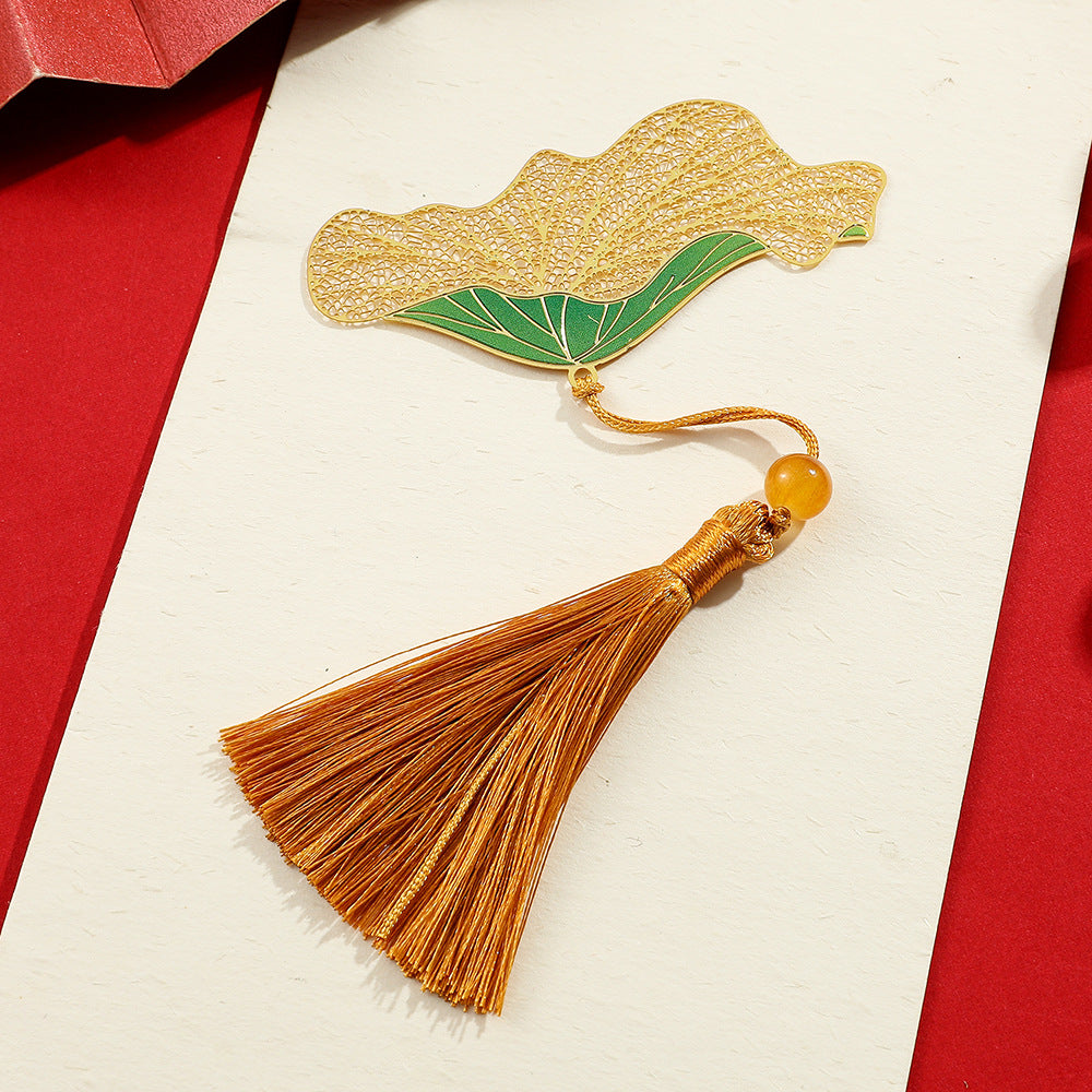 Metal Leaf Vein Bookmark - Classical Art Style, Four Seasons Plant Design