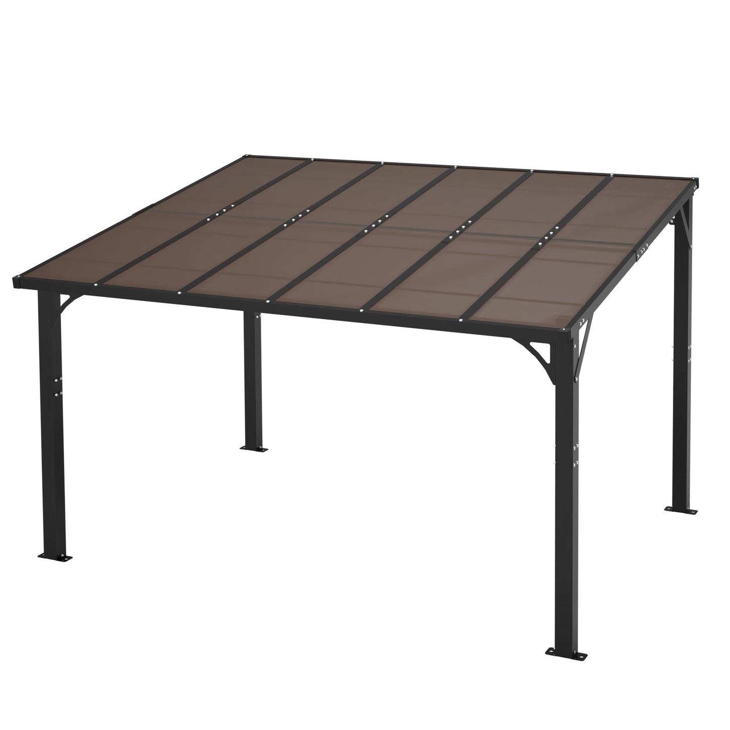 12x10 FT Hardtop Gazebo with Tinted Roof - Brown