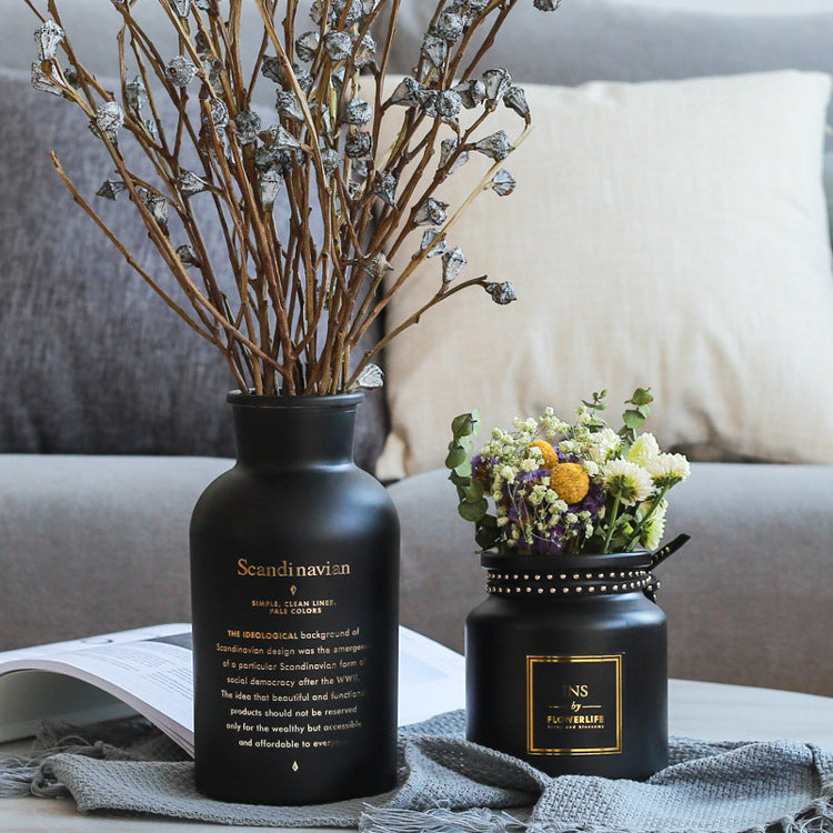 Creative Ins Style Glass Vase - Nordic Home Decoration with Bronzing Finish