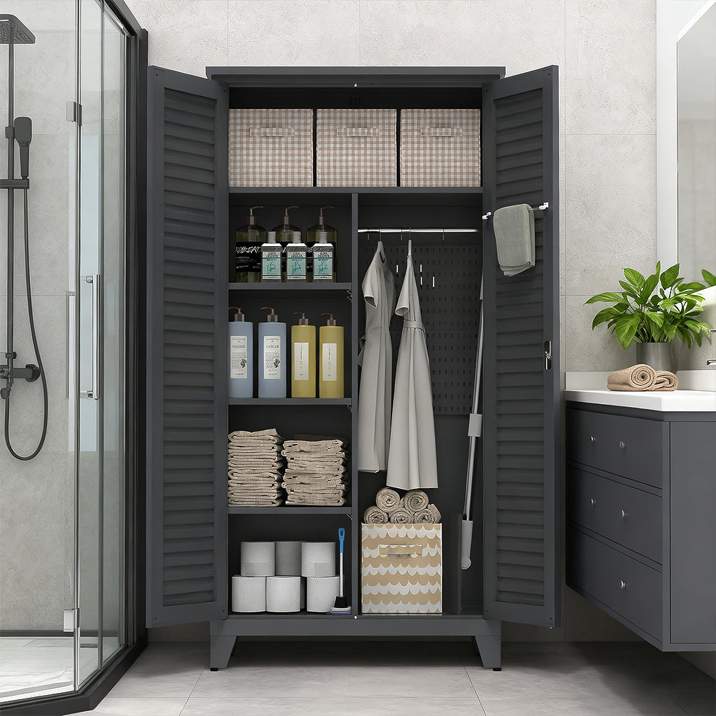 73'' Tall Metal Tool Storage Cabinet - Slate Finish
