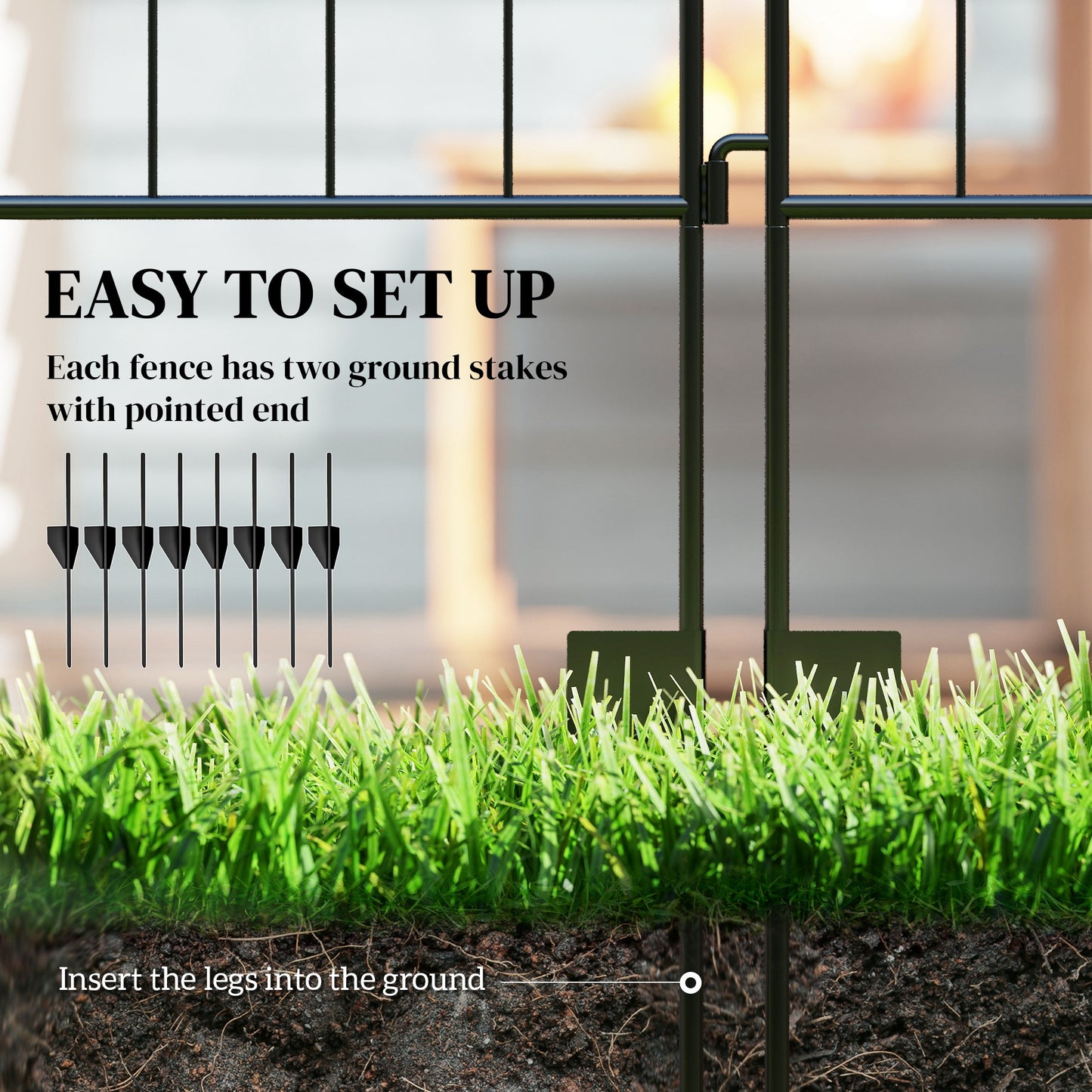 Folding Garden Fence Panels - 4 Pack, 44"H x 12 ft, Black