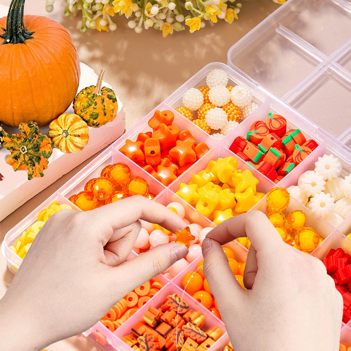 1510 Pcs Fall Theme Bracelet Beads Kit - Plastic & Colorful