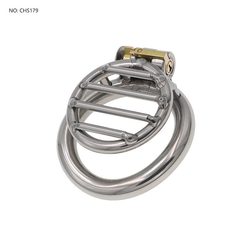 Men's Stainless Steel Flat Chastity Lock with Multiple Ring Sizes