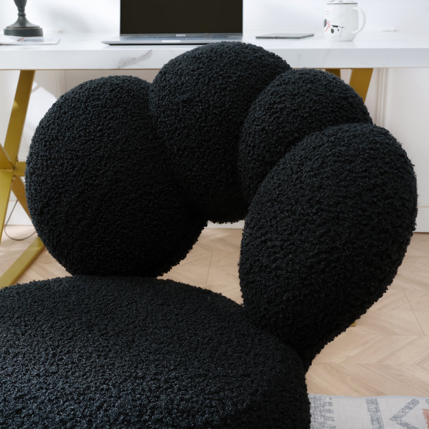 Adjustable Black Chair with 360-Degree Rotation & Foam Cushion