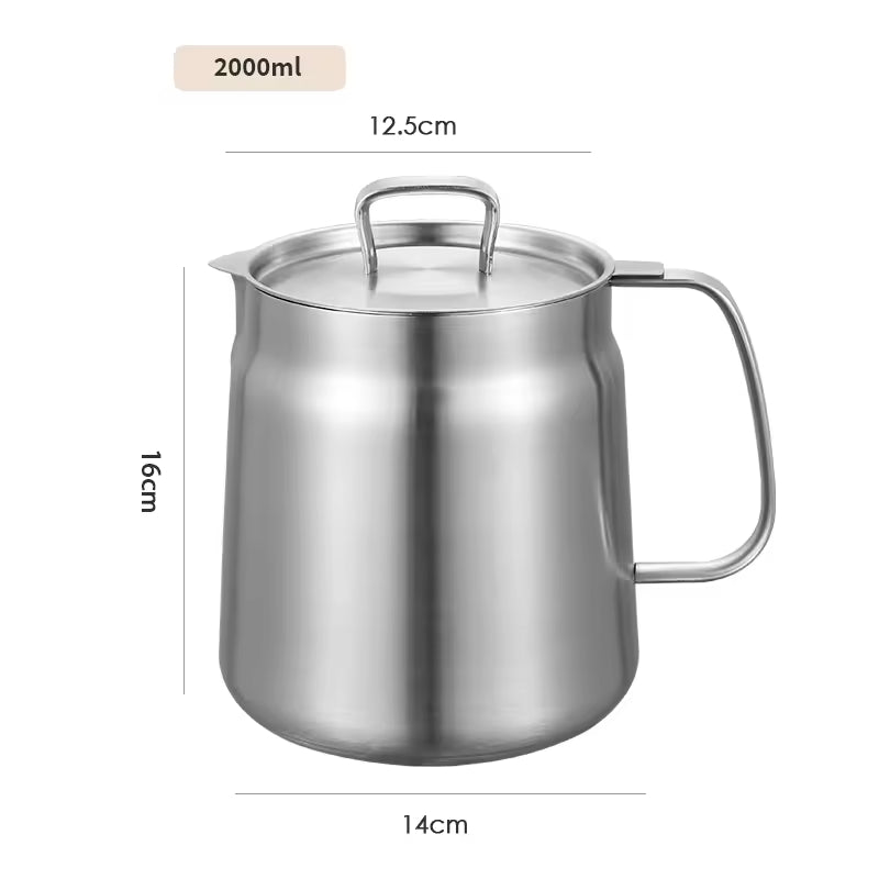 2L Stainless Steel Oil Filter Pot with Fine Mesh Strainer