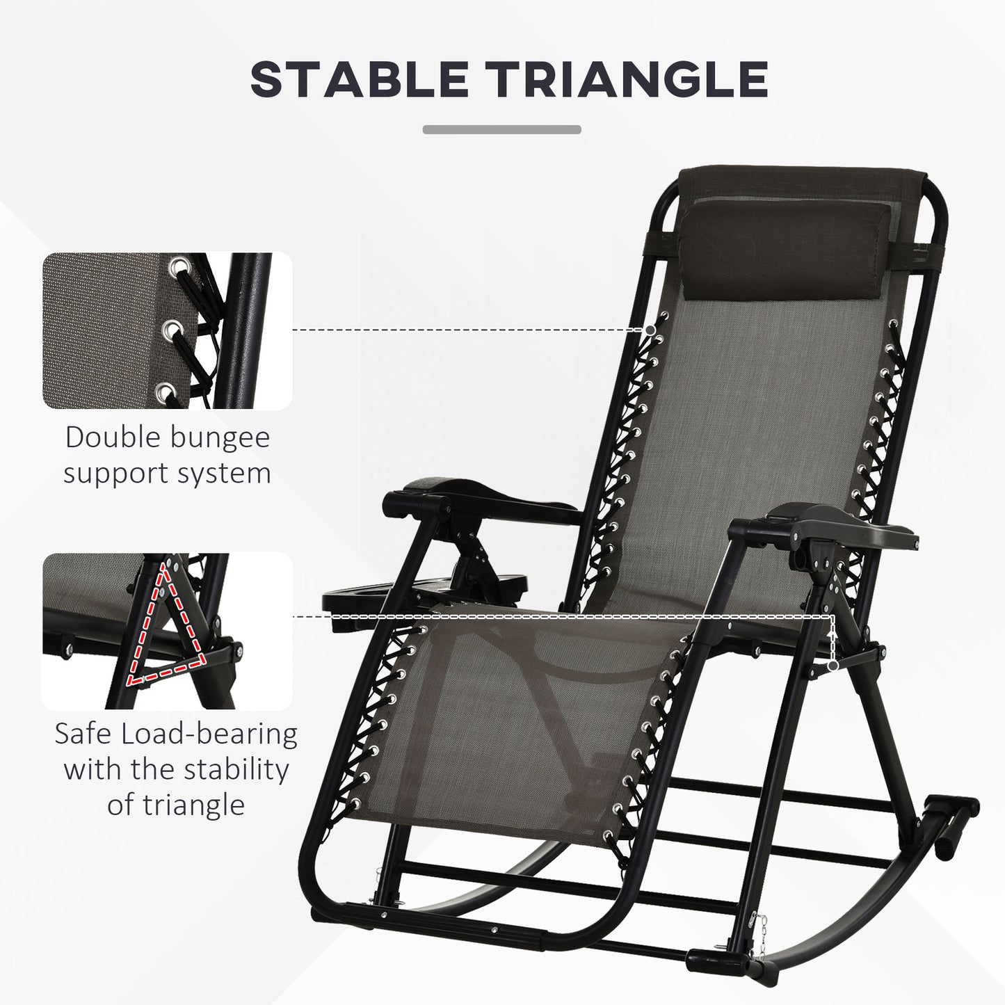 Zero Gravity Reclining Rocking Chair with Cup Holder - Gray