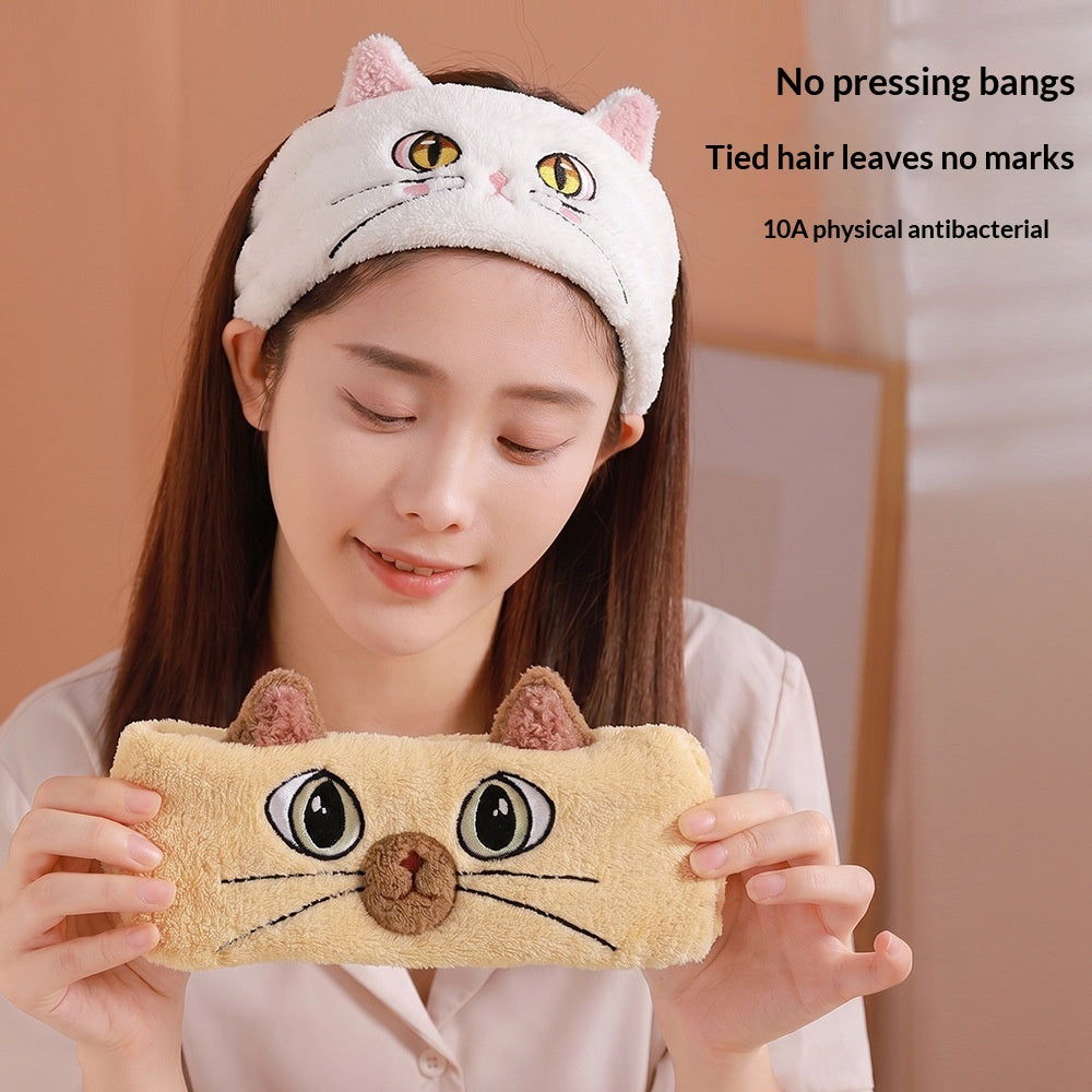 Face Washing Hairband - Unisex Cartoon Cat Face Design for Skincare & Toiletries