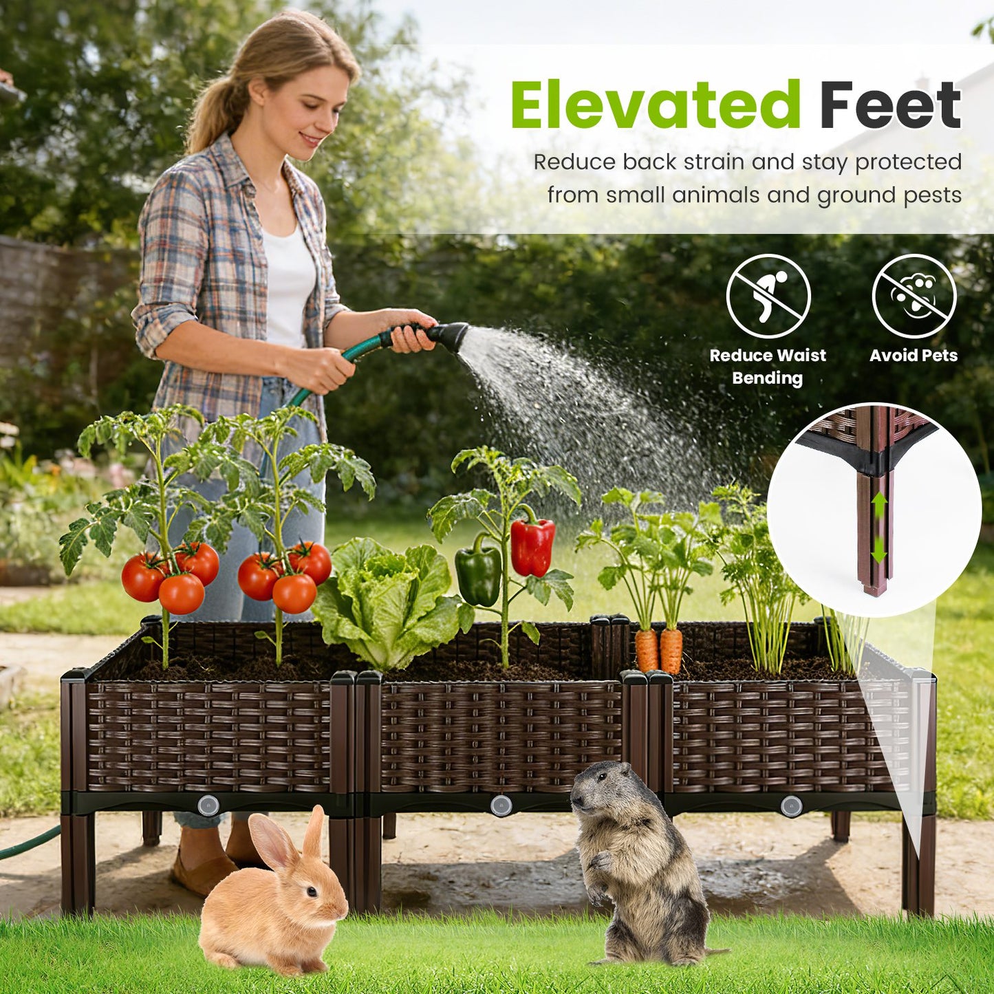 Outdoor Raised Garden Bed with Legs and Self-Watering System - Multiple Sizes