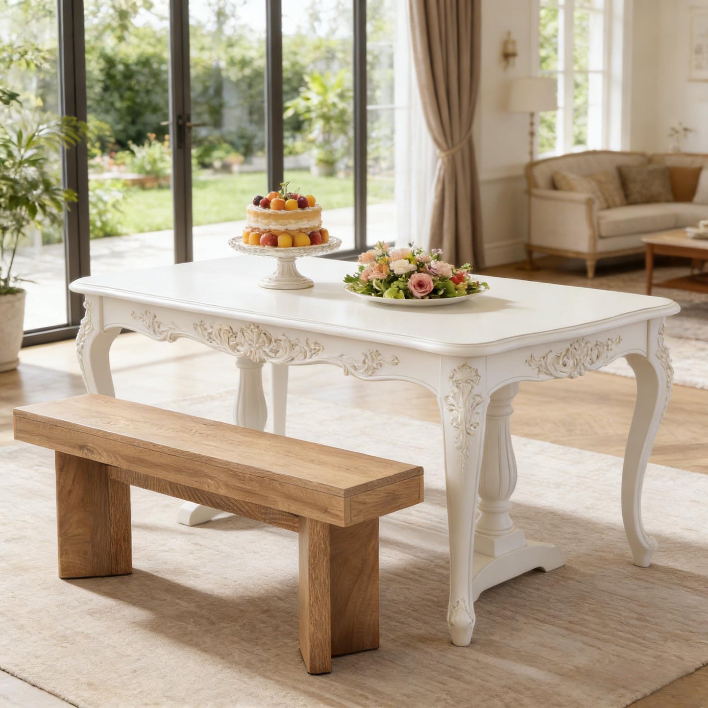 Rustic Brown Dining Bench - Nordic Style Kitchen Seating