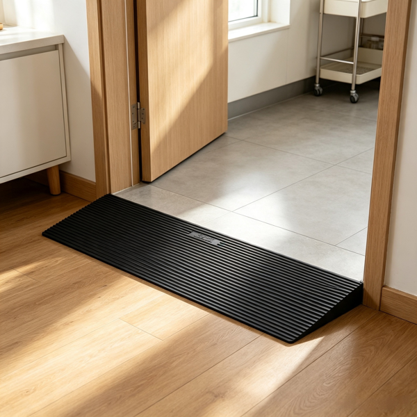 35.4 Inch Rubber Threshold Ramp, Non-Slip Wheelchair Slope with Cuttable Width
