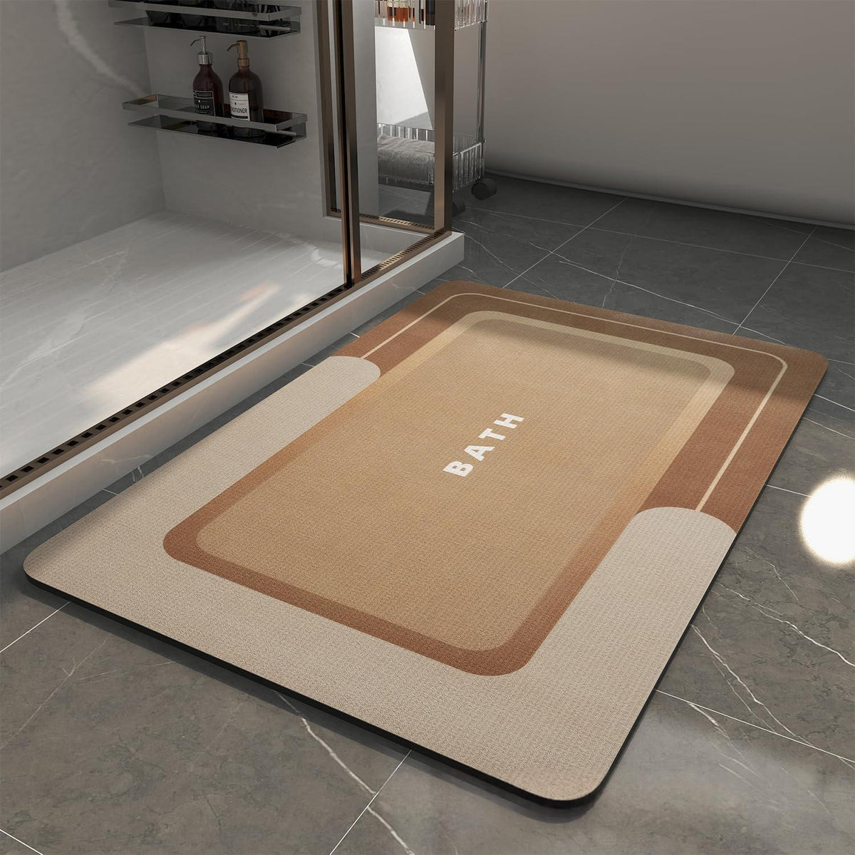 Non-Slip Stain-Resistant Bathroom Floor Mat - Modern Minimalist Square Design