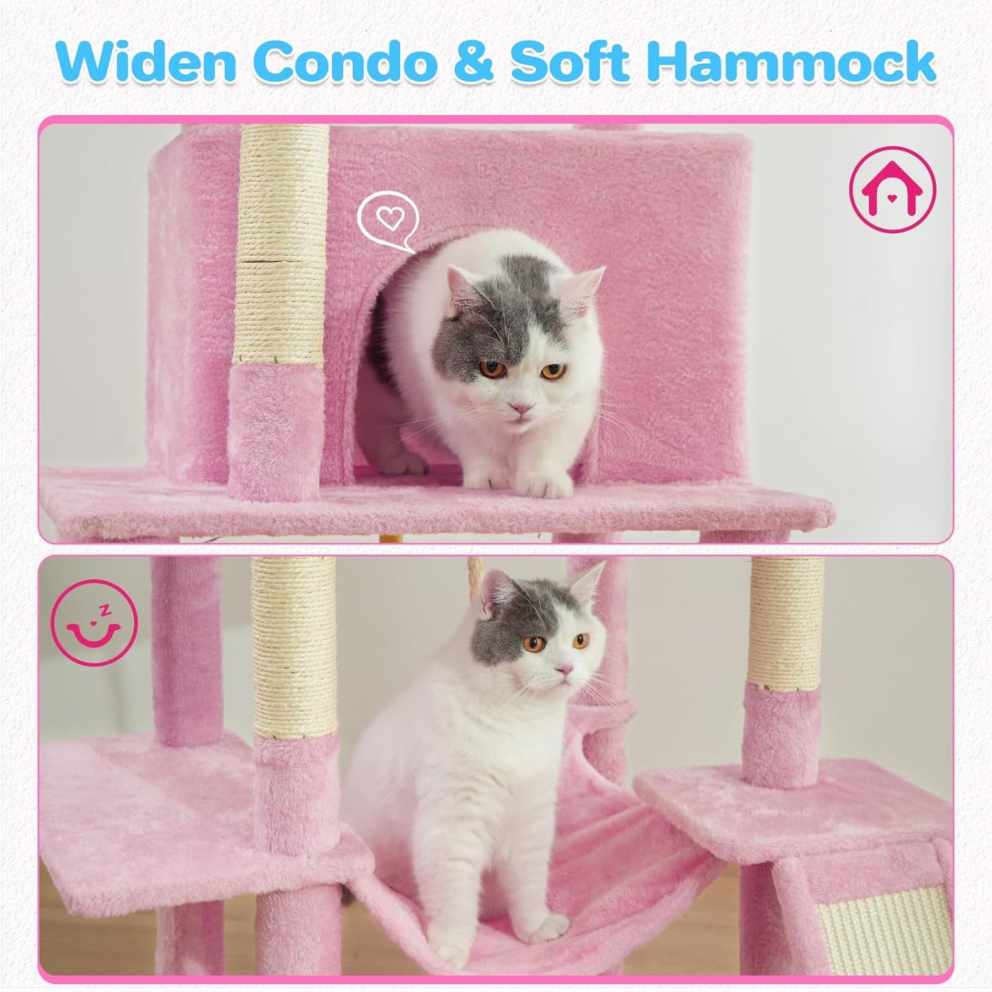 Multi-Level Cat Climbing Tree with Sisal Scratch Post and Resting Areas - 63 Inch