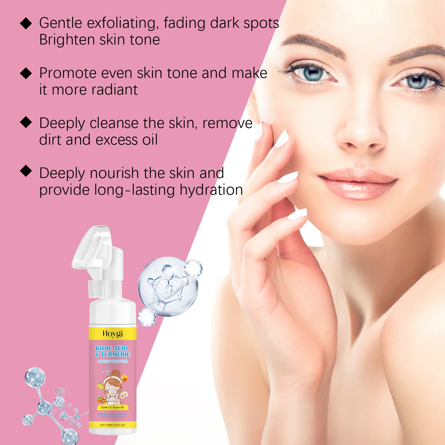 Turmeric Kojic Acid Mousse Facial Cleanser - Hydrating & Rejuvenating