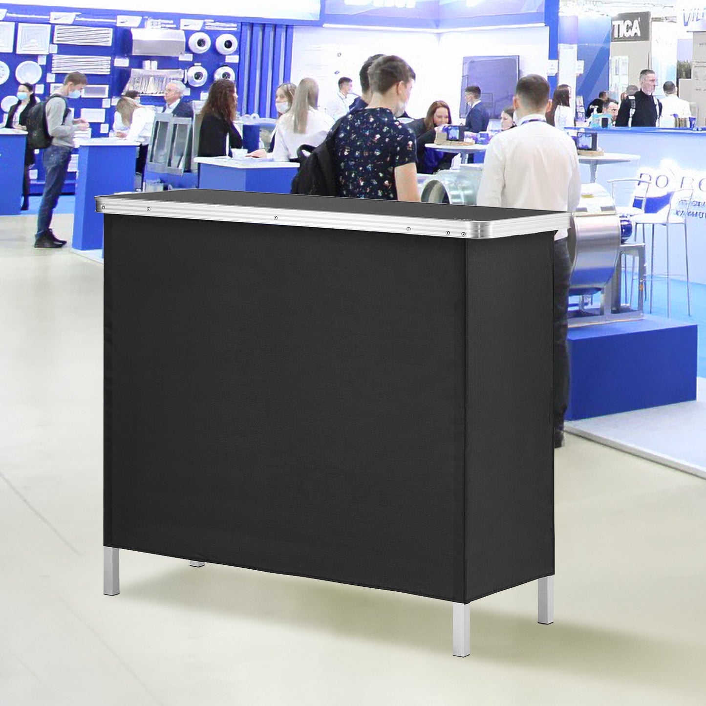Folding Portable Bar Table with Carrying Case - Black