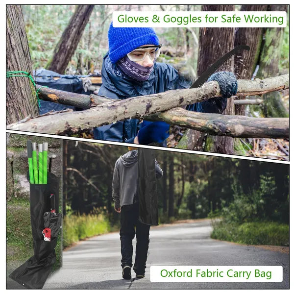 Extendable Pole Saw 8.2-15.1FT with Pruner Scissors and Safety Gear